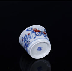 YiPuTang YouLiHong  GoldsilverCuoButterflyWen ZhiKou Cup 屹朴堂 釉里红 金银错蝴蝶纹 直口杯