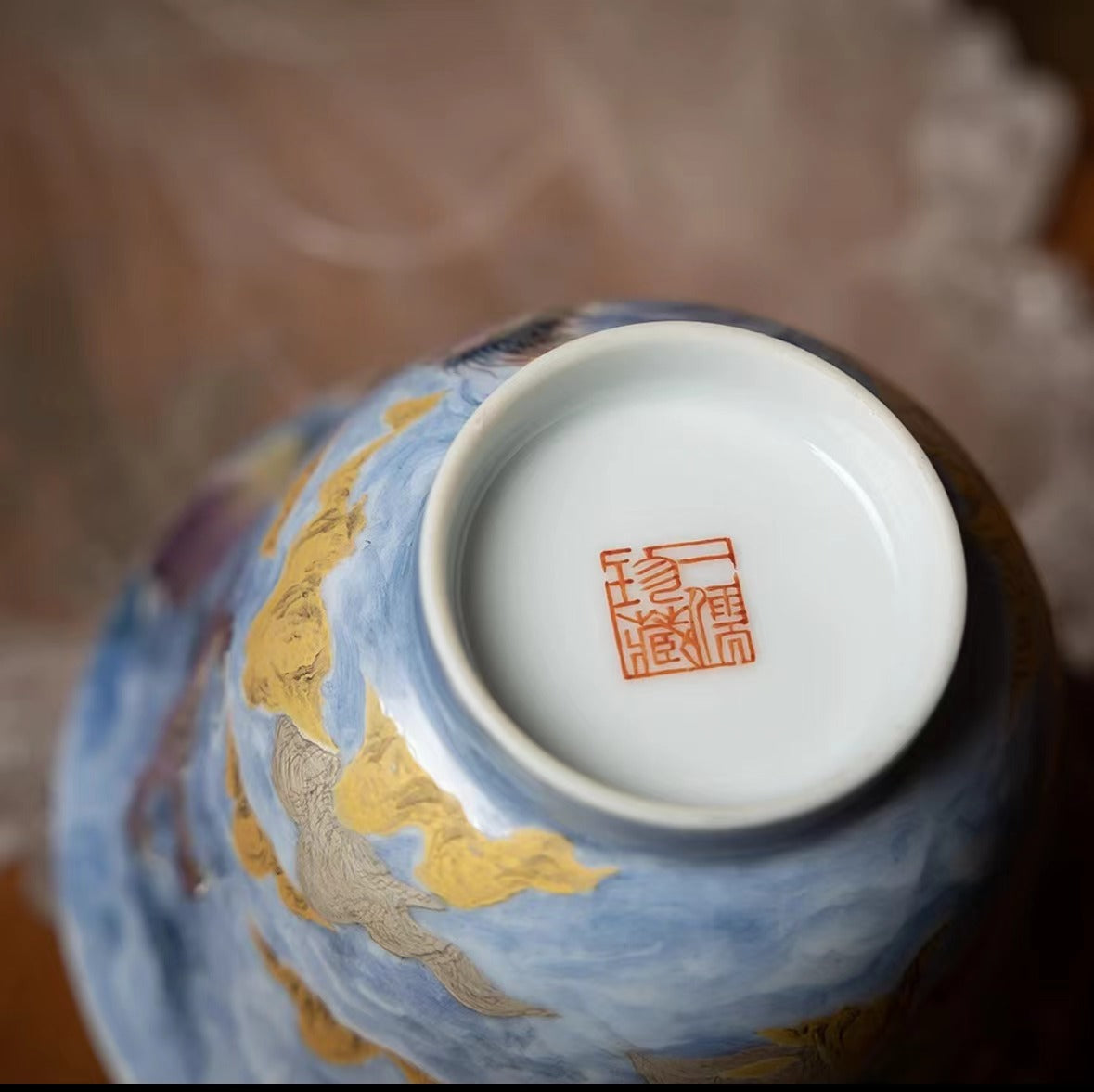 FenCai  ZiLong GaiWan  粉彩 紫龙盖碗