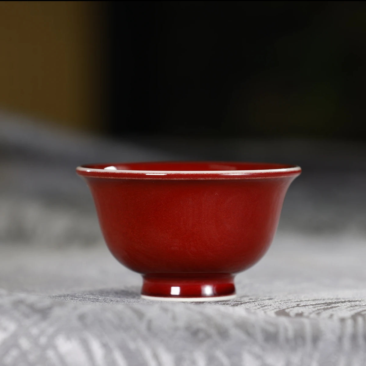 Liujianfeng one color youjihong YaShou CUP 刘建锋窑单色釉霁红压手杯